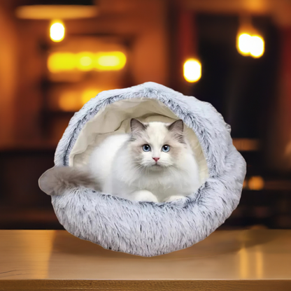 Lit en peluche semi-fermé pour chat